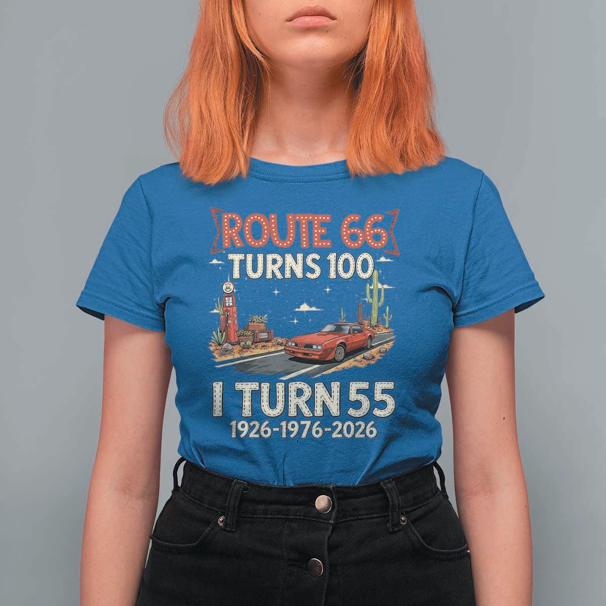 Route Highway 66 Turns 100 I Turn 55 T Shirt For Women Vintage 1971 Road Sign Classic Muscle Car Lover 55th Birthday Gift