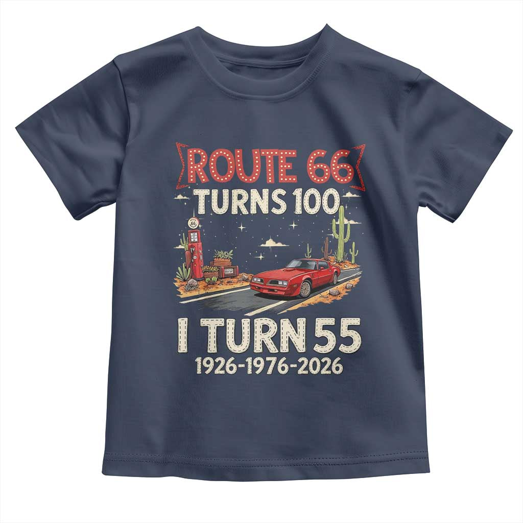 Route Highway 66 Turns 100 I Turn 55 Toddler T Shirt Vintage 1971 Road Sign Classic Muscle Car Lover 55th Birthday Gift