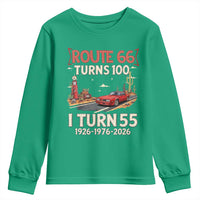 Route Highway 66 Turns 100 I Turn 55 Youth Sweatshirt Vintage 1971 Road Sign Classic Muscle Car Lover 55th Birthday Gift