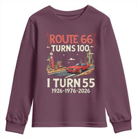 Route Highway 66 Turns 100 I Turn 55 Youth Sweatshirt Vintage 1971 Road Sign Classic Muscle Car Lover 55th Birthday Gift