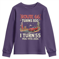 Route Highway 66 Turns 100 I Turn 55 Youth Sweatshirt Vintage 1971 Road Sign Classic Muscle Car Lover 55th Birthday Gift