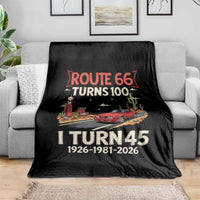 Route Highway 66 Turns 100 I Turn 45 Throw Blanket Vintage 1981 Road Sign Classic Muscle Car Lover 45th Birthday Gift