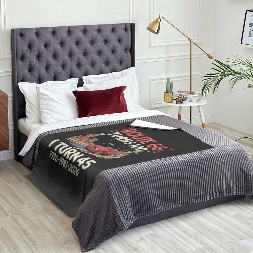 Route Highway 66 Turns 100 I Turn 45 Throw Blanket Vintage 1981 Road Sign Classic Muscle Car Lover 45th Birthday Gift
