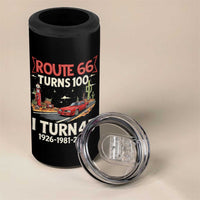 Route Highway 66 Turns 100 I Turn 45 4 in 1 Can Cooler Tumbler Vintage 1981 Road Sign Classic Muscle Car Lover 45th Birthday Gift