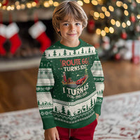 Route Highway 66 Turns 100 I Turn 45 Ugly Christmas Sweater Vintage 1981 Road Sign Classic Muscle Car Lover 45th Birthday Gift