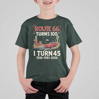 Route Highway 66 Turns 100 I Turn 45 T Shirt For Kid Vintage 1981 Road Sign Classic Muscle Car Lover 45th Birthday Gift