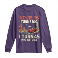 Route Highway 66 Turns 100 I Turn 45 Long Sleeve Shirt Vintage 1981 Road Sign Classic Muscle Car Lover 45th Birthday Gift
