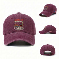 Route Highway 66 Turns 100 I Turn 45 Washed Cotton Baseball Cap Vintage 1981 Road Sign Classic Muscle Car Lover 45th Birthday Gift