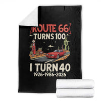 Route Highway 66 Turns 100 I Turn 40 Throw Blanket Vintage 1986 Road Sign Classic Muscle Car Lover 40th Birthday Gift