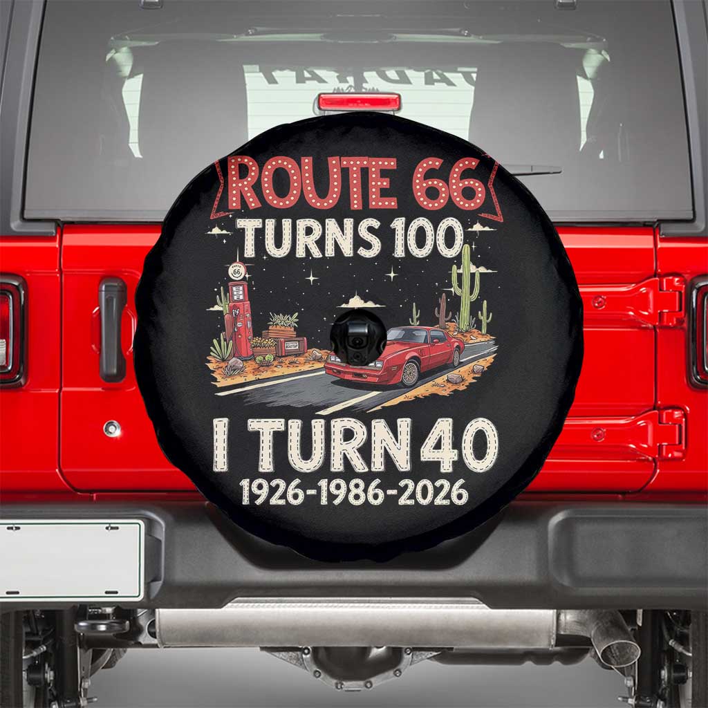 Route Highway 66 Turns 100 I Turn 40 Spare Tire Cover Vintage 1986 Road Sign Classic Muscle Car Lover 40th Birthday Gift