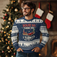 Route Highway 66 Turns 100 I Turn 40 Ugly Christmas Sweater Vintage 1986 Road Sign Classic Muscle Car Lover 40th Birthday Gift