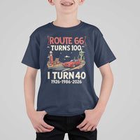 Route Highway 66 Turns 100 I Turn 40 T Shirt For Kid Vintage 1986 Road Sign Classic Muscle Car Lover 40th Birthday Gift