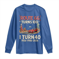 Route Highway 66 Turns 100 I Turn 40 Long Sleeve Shirt Vintage 1986 Road Sign Classic Muscle Car Lover 40th Birthday Gift