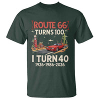 Route Highway 66 Turns 100 I Turn 40 T Shirt Vintage 1986 Road Sign Classic Muscle Car Lover 40th Birthday Gift