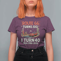 Route Highway 66 Turns 100 I Turn 40 T Shirt For Women Vintage 1986 Road Sign Classic Muscle Car Lover 40th Birthday Gift