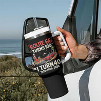 Route Highway 66 Turns 100 I Turn 40 Tumbler With Handle Vintage 1986 Road Sign Classic Muscle Car Lover 40th Birthday Gift