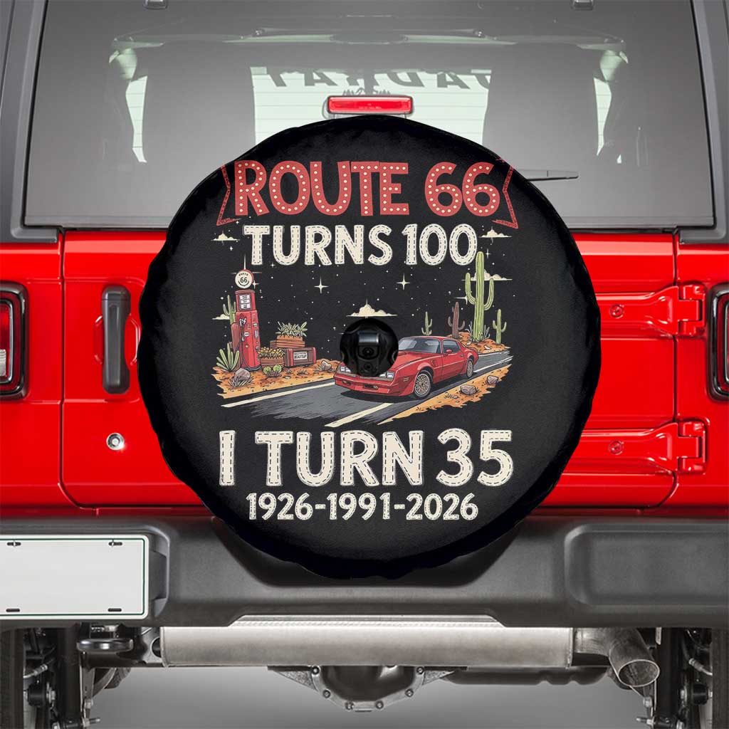 Route Highway 66 Turns 100 I Turn 35 Spare Tire Cover Vintage 1991 Road Sign Classic Muscle Car Lover 35th Birthday Gift