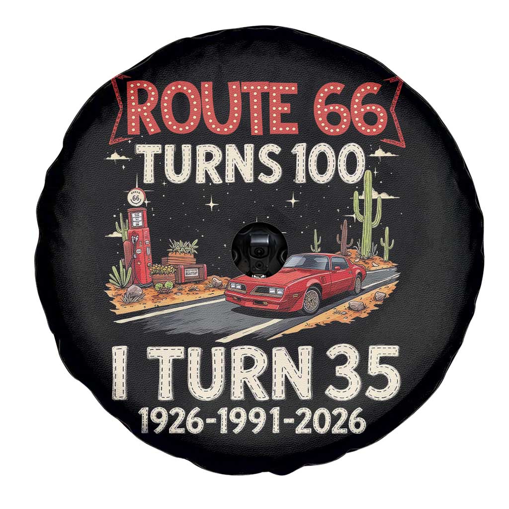 Route Highway 66 Turns 100 I Turn 35 Spare Tire Cover Vintage 1991 Road Sign Classic Muscle Car Lover 35th Birthday Gift