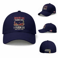 Route Highway 66 Turns 100 I Turn 35 Baseball Cap Vintage 1991 Road Sign Classic Muscle Car Lover 35th Birthday Gift