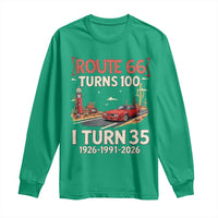 Route Highway 66 Turns 100 I Turn 35 Long Sleeve Shirt Vintage 1991 Road Sign Classic Muscle Car Lover 35th Birthday Gift