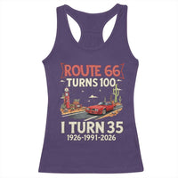 Route Highway 66 Turns 100 I Turn 35 Racerback Tank Top Vintage 1991 Road Sign Classic Muscle Car Lover 35th Birthday Gift