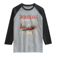 Route Highway 66 Turns 100 I Turn 35 Raglan Shirt Vintage 1991 Road Sign Classic Muscle Car Lover 35th Birthday Gift