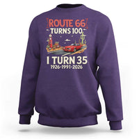 Route Highway 66 Turns 100 I Turn 35 Sweatshirt Vintage 1991 Road Sign Classic Muscle Car Lover 35th Birthday Gift