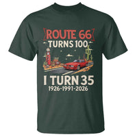 Route Highway 66 Turns 100 I Turn 35 T Shirt Vintage 1991 Road Sign Classic Muscle Car Lover 35th Birthday Gift