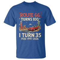 Route Highway 66 Turns 100 I Turn 35 T Shirt Vintage 1991 Road Sign Classic Muscle Car Lover 35th Birthday Gift