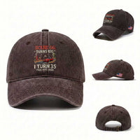 Route Highway 66 Turns 100 I Turn 35 Washed Cotton Baseball Cap Vintage 1991 Road Sign Classic Muscle Car Lover 35th Birthday Gift