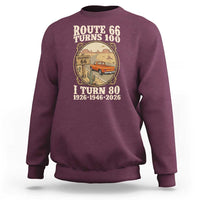 Route Highway 66 Turns 100 I Turn 80 Sweatshirt Vintage 1946 Road Sign Classic Pickup Truck Lover 80th Birthday Gift