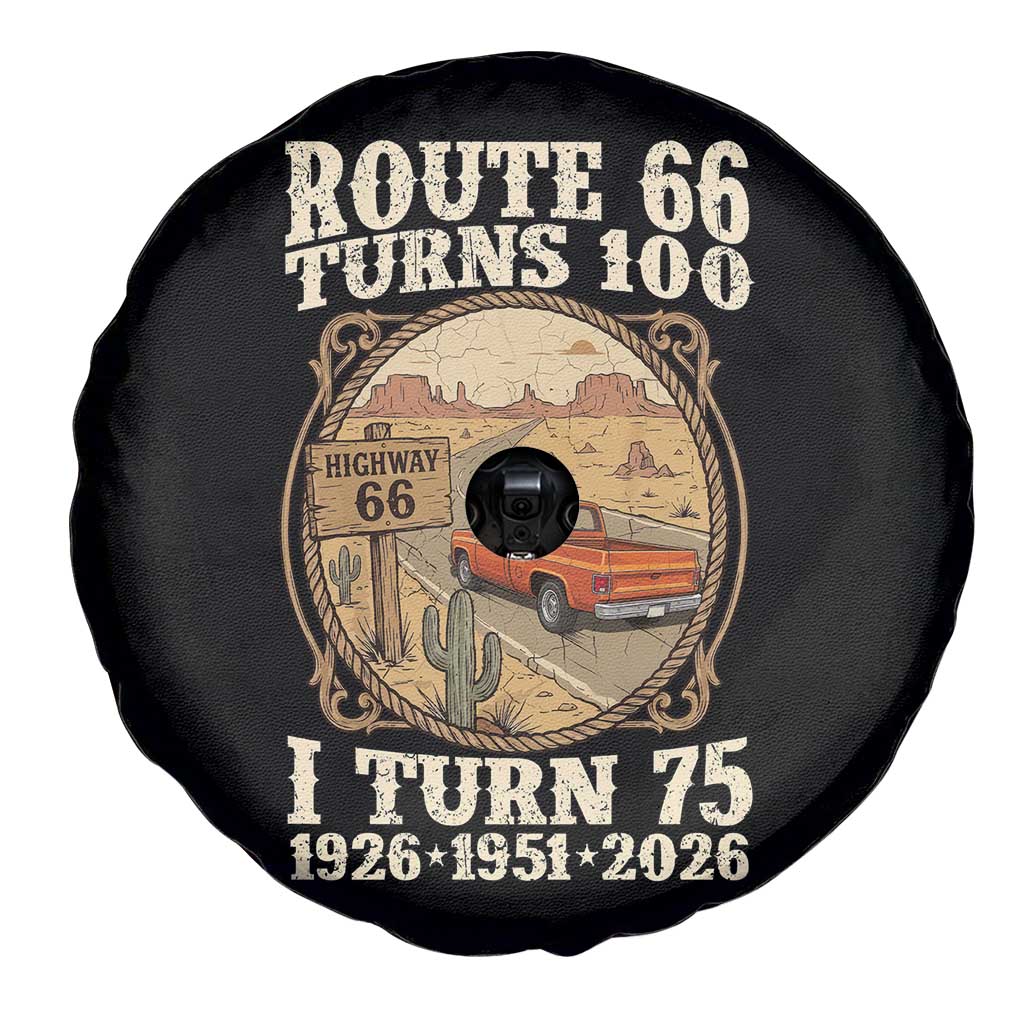 Route Highway 66 Turns 100 I Turn 75 Spare Tire Cover Vintage 1951 Road Sign Classic Pickup Truck Lover 75th Birthday Gift