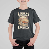 Route Highway 66 Turns 100 I Turn 75 T Shirt For Kid Vintage 1951 Road Sign Classic Pickup Truck Lover 75th Birthday Gift
