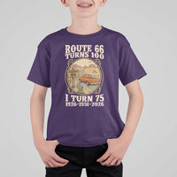 Route Highway 66 Turns 100 I Turn 75 T Shirt For Kid Vintage 1951 Road Sign Classic Pickup Truck Lover 75th Birthday Gift