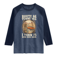 Route Highway 66 Turns 100 I Turn 75 Raglan Shirt Vintage 1951 Road Sign Classic Pickup Truck Lover 75th Birthday Gift