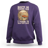 Route Highway 66 Turns 100 I Turn 75 Sweatshirt Vintage 1951 Road Sign Classic Pickup Truck Lover 75th Birthday Gift