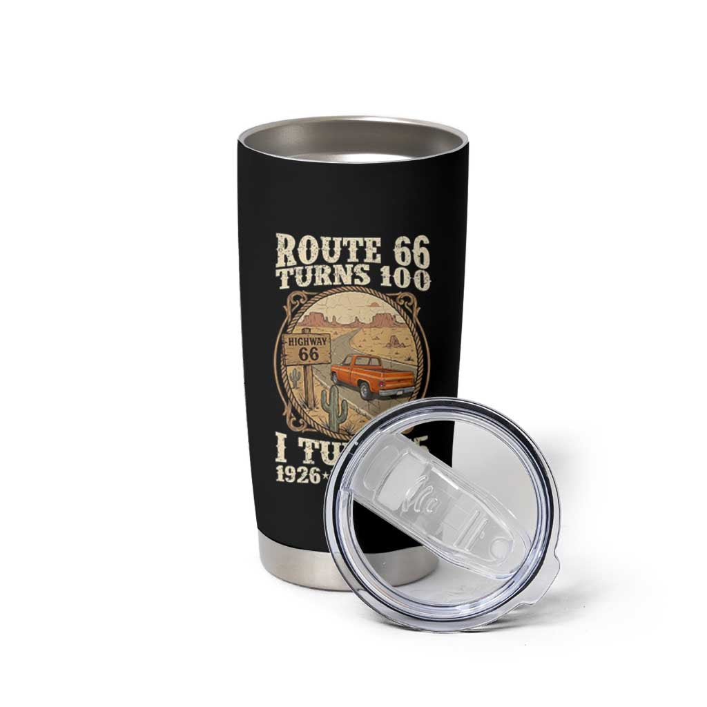 Route Highway 66 Turns 100 I Turn 75 Tumbler Cup Vintage 1951 Road Sign Classic Pickup Truck Lover 75th Birthday Gift