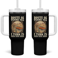 Route Highway 66 Turns 100 I Turn 75 Tumbler With Handle Vintage 1951 Road Sign Classic Pickup Truck Lover 75th Birthday Gift