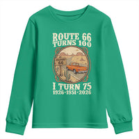Route Highway 66 Turns 100 I Turn 75 Youth Sweatshirt Vintage 1951 Road Sign Classic Pickup Truck Lover 75th Birthday Gift