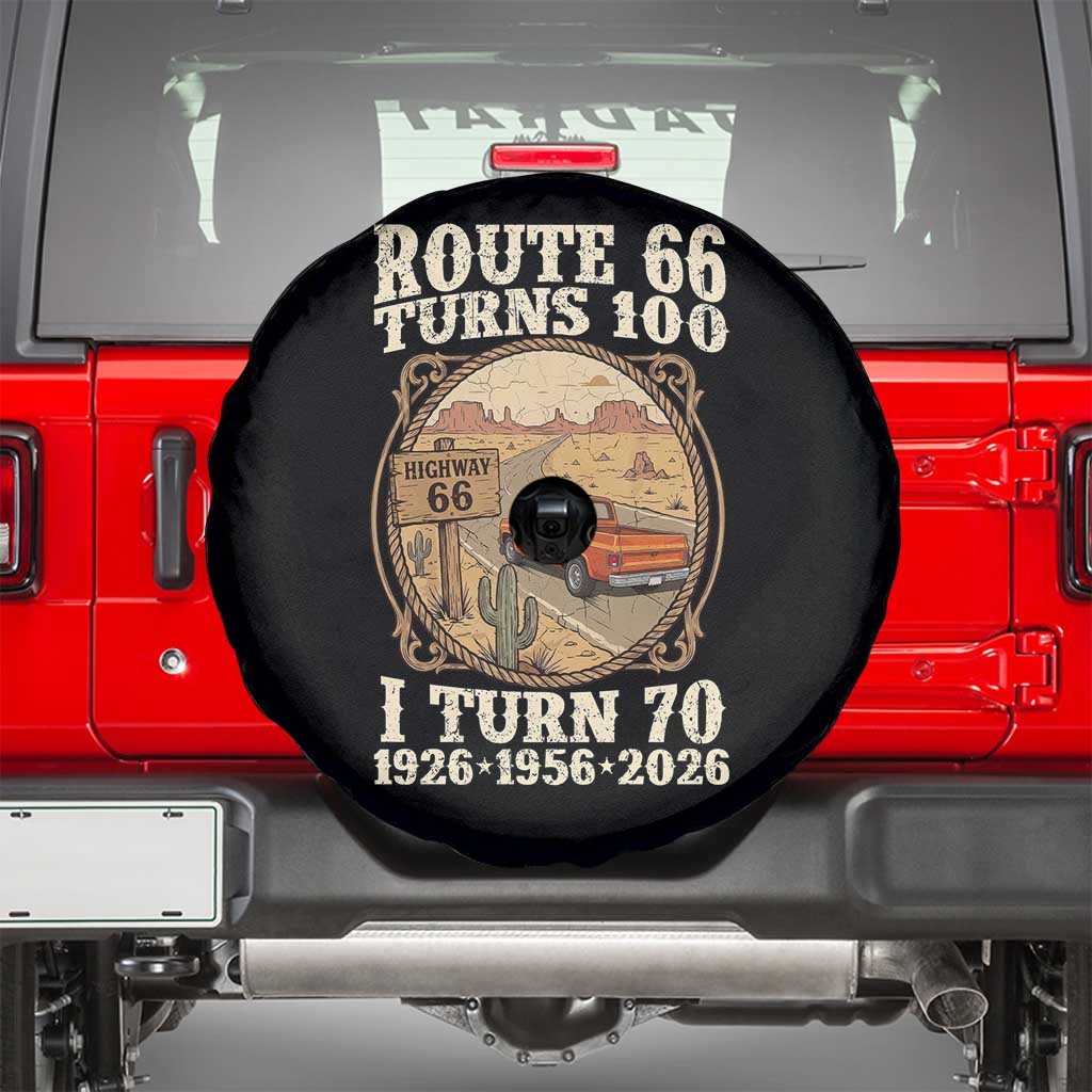 Route Highway 66 Turns 100 I Turn 70 Spare Tire Cover Vintage 1956 Road Sign Classic Pickup Truck Lover 70th Birthday Gift