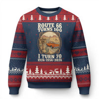 Route Highway 66 Turns 100 I Turn 70 Ugly Christmas Sweater Vintage 1956 Road Sign Classic Pickup Truck Lover 70th Birthday Gift