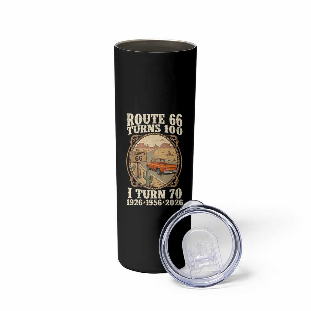 Route Highway 66 Turns 100 I Turn 70 Skinny Tumbler Vintage 1956 Road Sign Classic Pickup Truck Lover 70th Birthday Gift