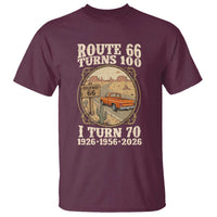 Route Highway 66 Turns 100 I Turn 70 T Shirt Vintage 1956 Road Sign Classic Pickup Truck Lover 70th Birthday Gift