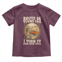 Route Highway 66 Turns 100 I Turn 70 Toddler T Shirt Vintage 1956 Road Sign Classic Pickup Truck Lover 70th Birthday Gift