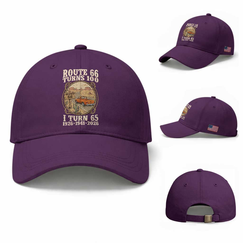 Route Highway 66 Turns 100 I Turn 65 Baseball Cap Vintage 1961 Road Sign Classic Pickup Truck Lover 65th Birthday Gift
