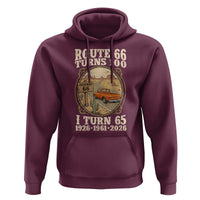 Route Highway 66 Turns 100 I Turn 65 Hoodie Vintage 1961 Road Sign Classic Pickup Truck Lover 65th Birthday Gift