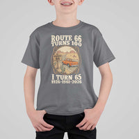 Route Highway 66 Turns 100 I Turn 65 T Shirt For Kid Vintage 1961 Road Sign Classic Pickup Truck Lover 65th Birthday Gift