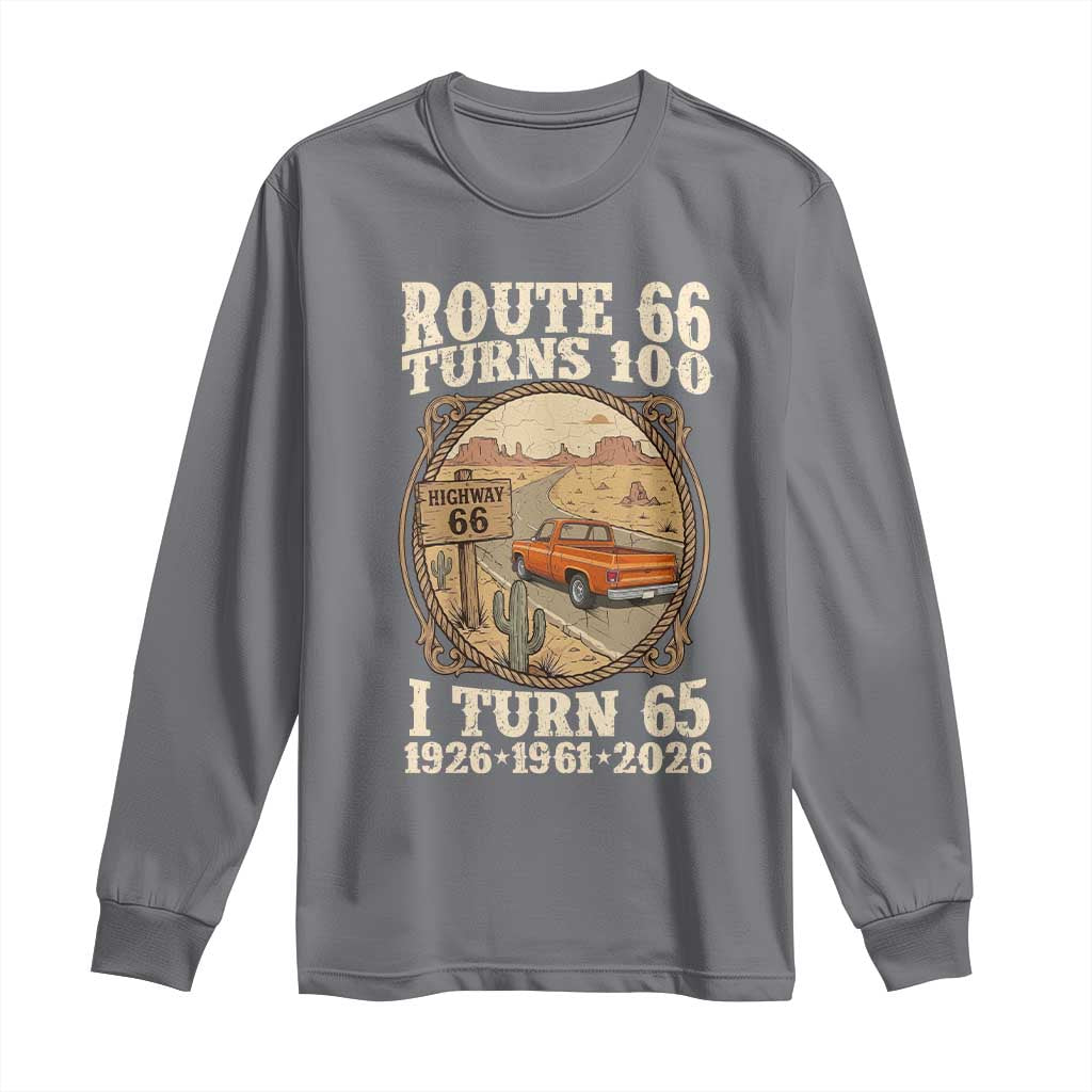 Route Highway 66 Turns 100 I Turn 65 Long Sleeve Shirt Vintage 1961 Road Sign Classic Pickup Truck Lover 65th Birthday Gift