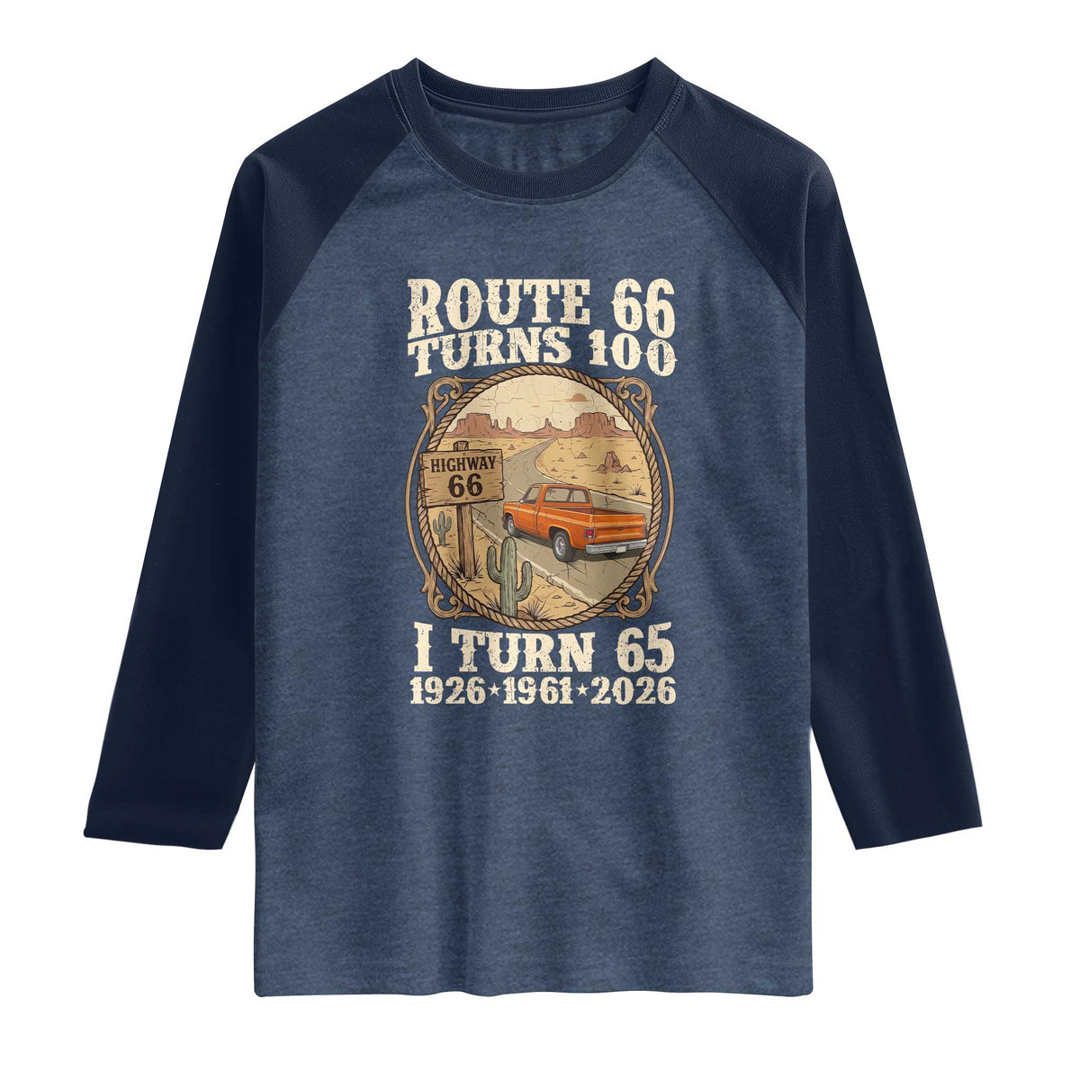 Route Highway 66 Turns 100 I Turn 65 Raglan Shirt Vintage 1961 Road Sign Classic Pickup Truck Lover 65th Birthday Gift