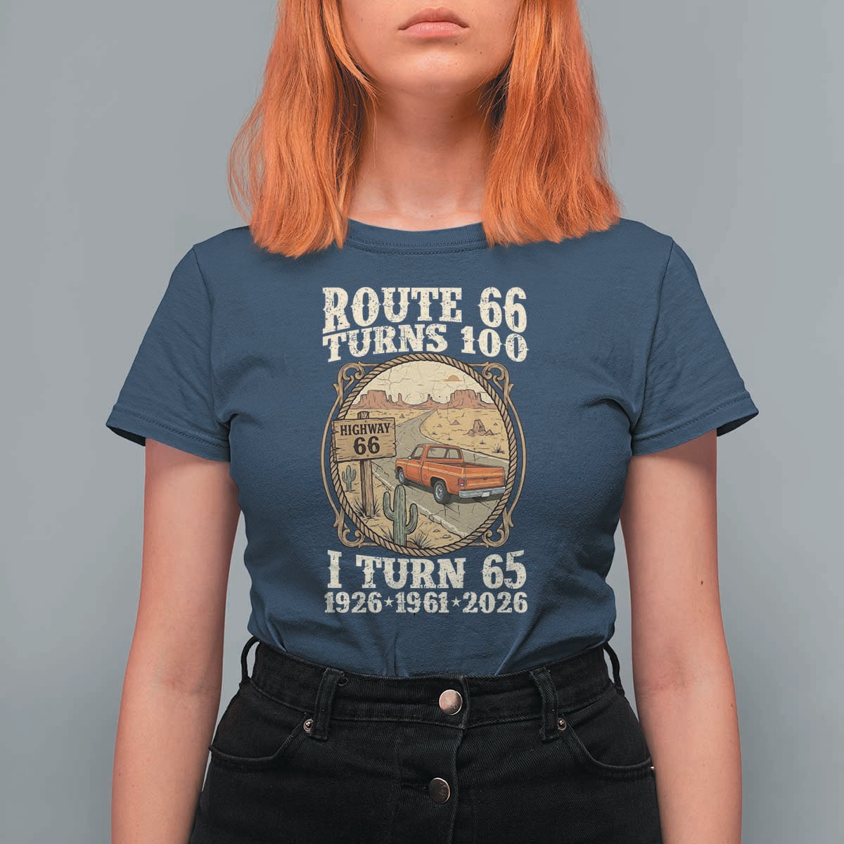 Route Highway 66 Turns 100 I Turn 65 T Shirt For Women Vintage 1961 Road Sign Classic Pickup Truck Lover 65th Birthday Gift